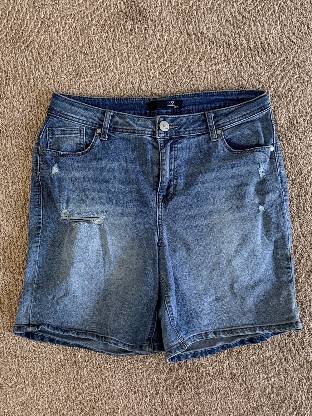 1822 Denim Women's Faded Blue Distressed Jean Shorts